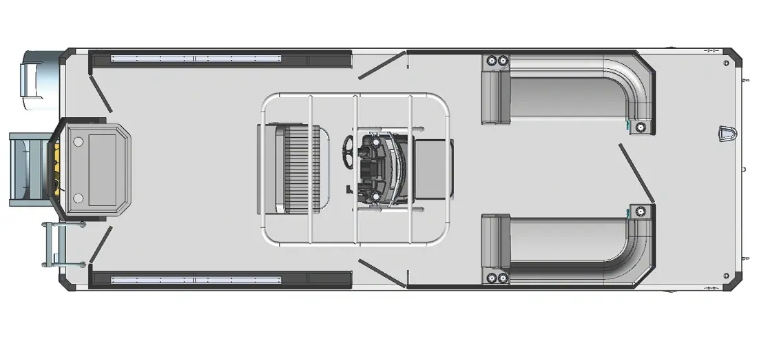 Overhead deck plan of the 24′ Pro Fish N’ Cruise