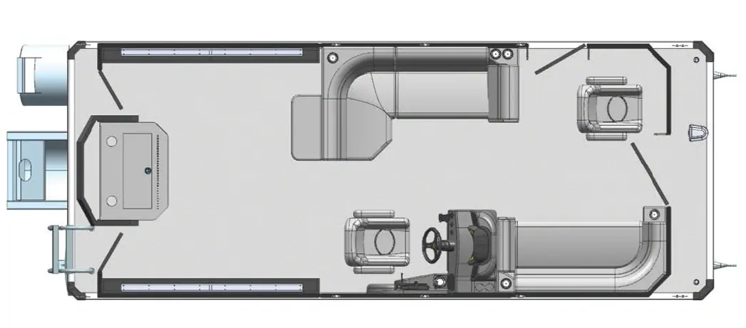 Overhead deck plan of the 22′ Pro Family Fish