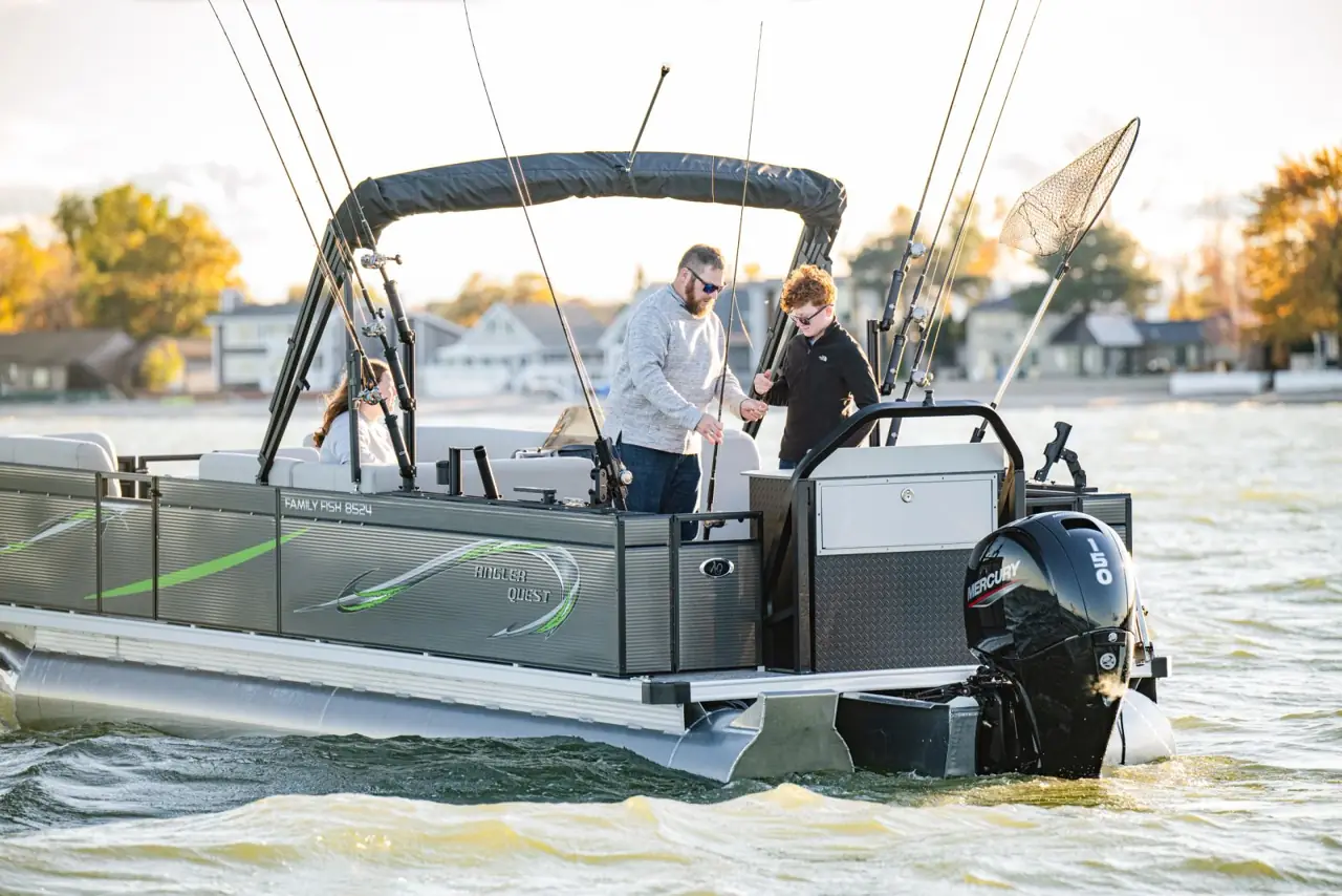 The stern workstation and outboard on the Pro Family Fish