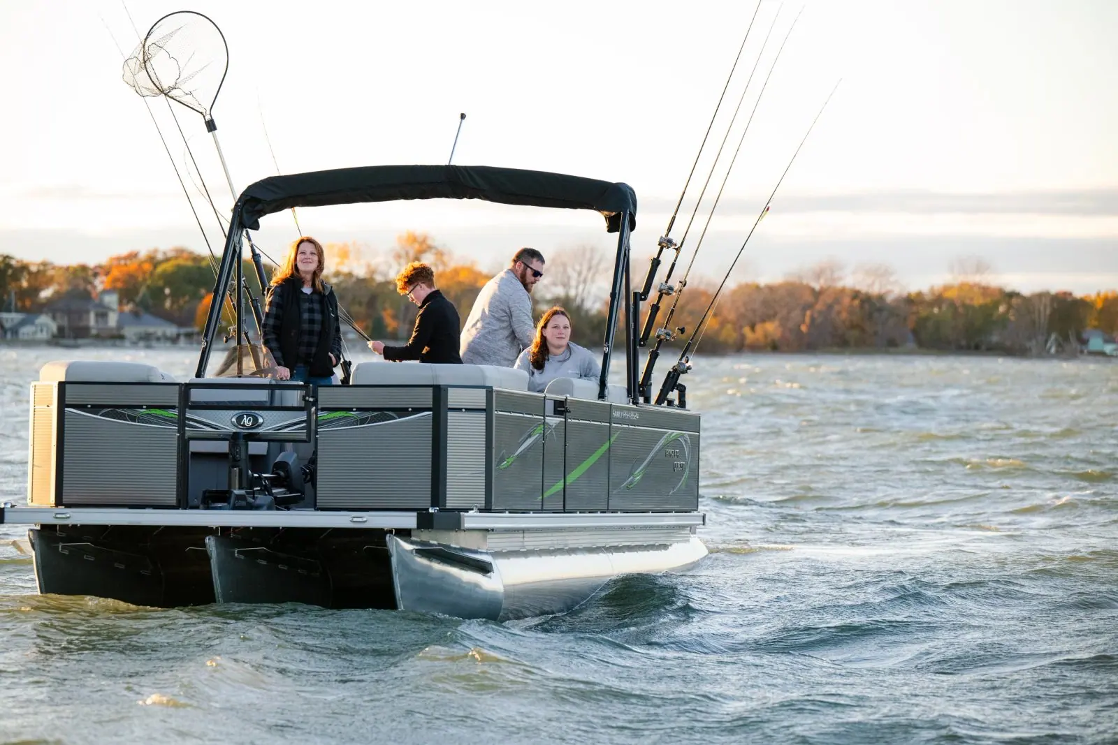 A Pro Family Fish stern-on with the family aboard