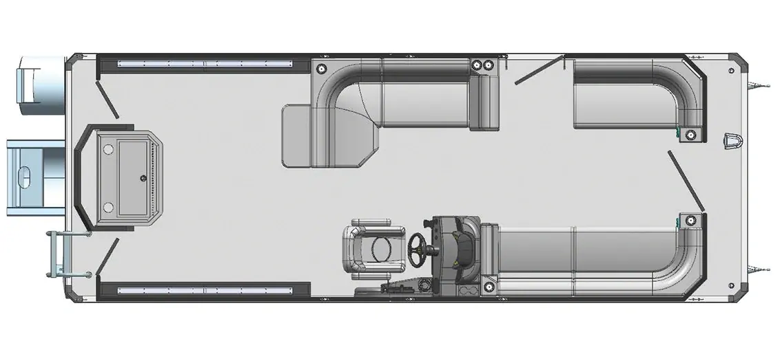 Overhead deck plan of the 24′ Pro Family Fish