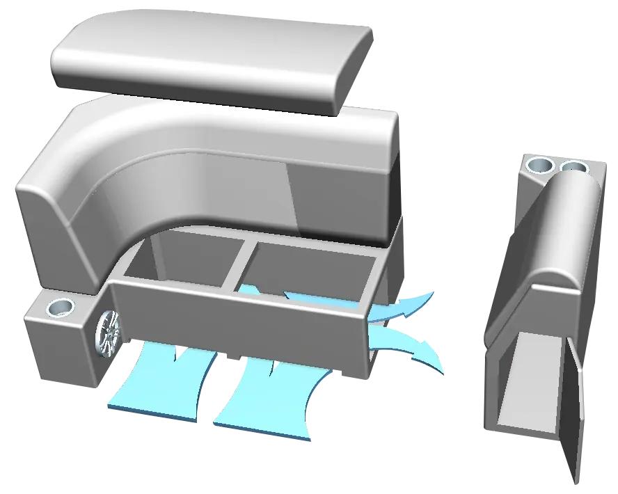 Diagram of air flowing through a ventilated seat base