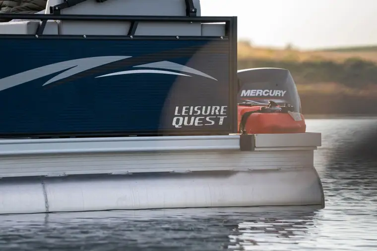 Leisure Quest graphics and outboard up close