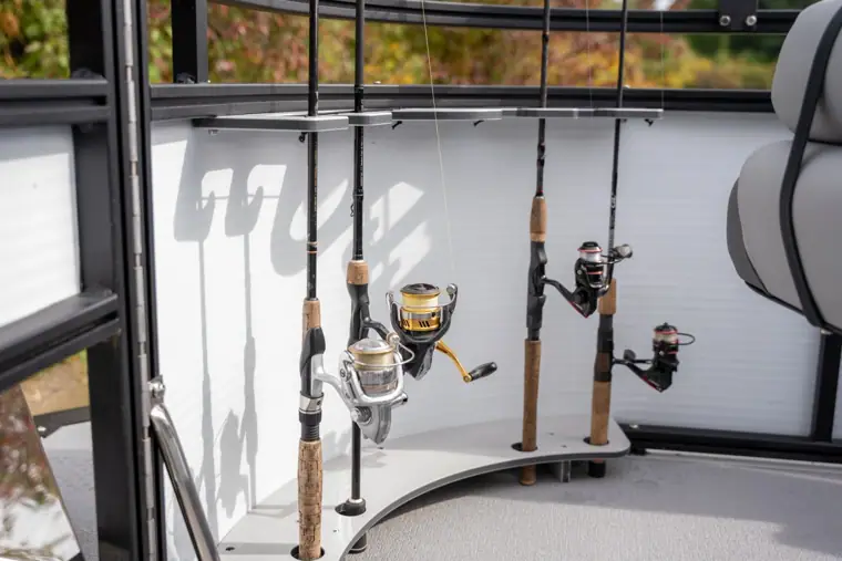 Rods standing in the corner rod holders