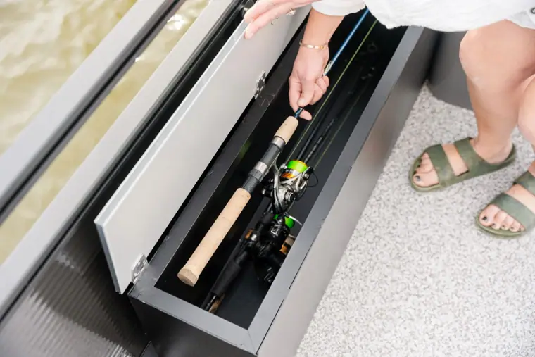 Rod stored in the lockable rod box