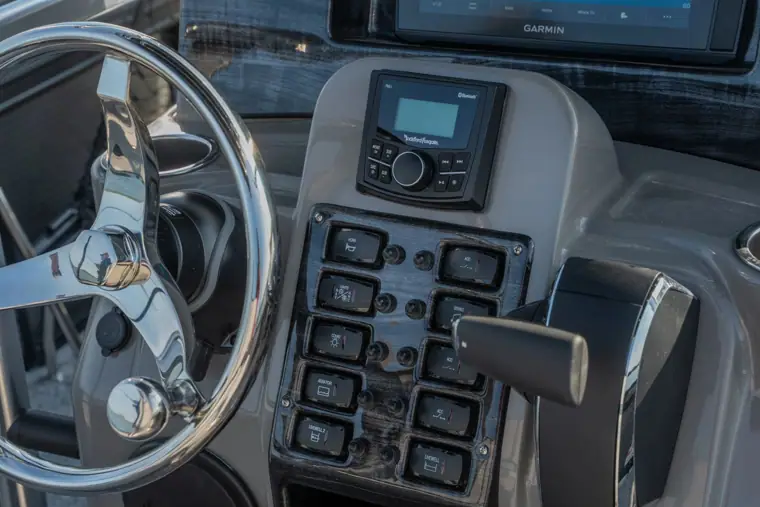 Stereo and switch panel at the helm