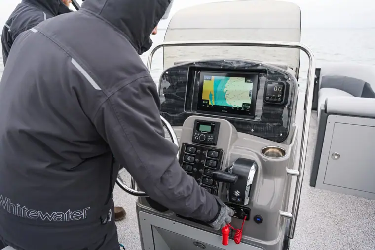 Garmin chartplotter at the center console