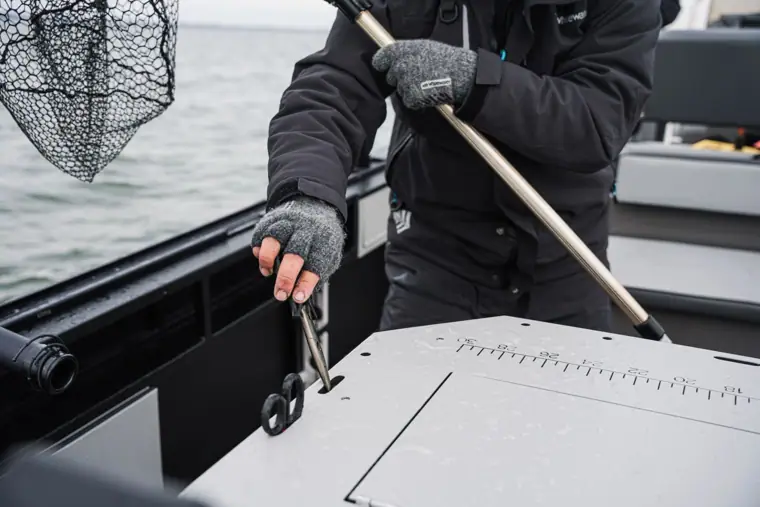 Measuring board built into the stern workstation