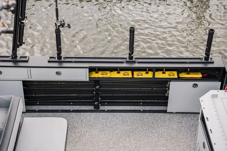 Tracks and tackle storage along the binary wall
